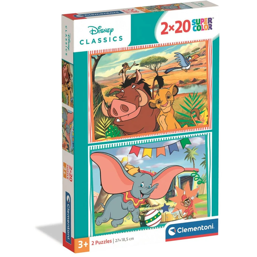 Disney Klasszisok Oroszlánkirály és Dumbo 2x20db-os Supercolor puzzle - Clementoni