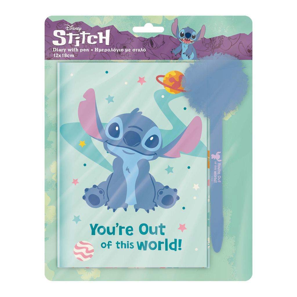 Luna: Disney Stitch Titkos napló lakattal és pom-pomos tollal 12x18cm 60 lapos kép 1