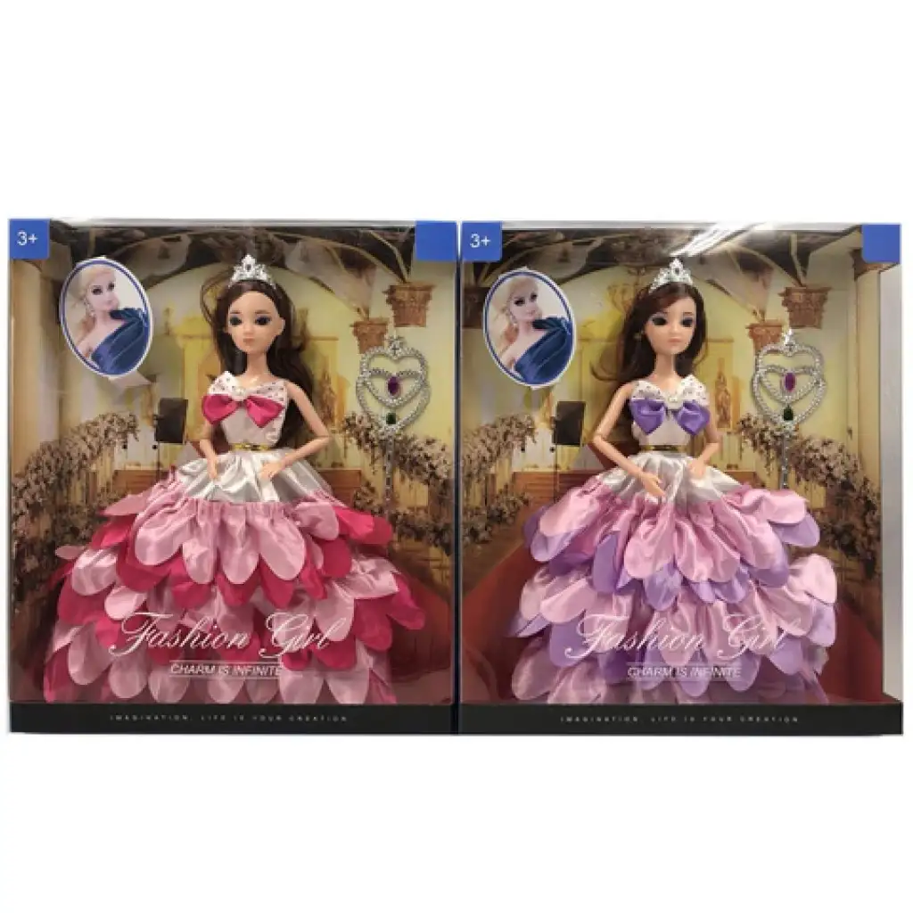 Divatbaba báli ruhában 28cm-es kétféle változatban