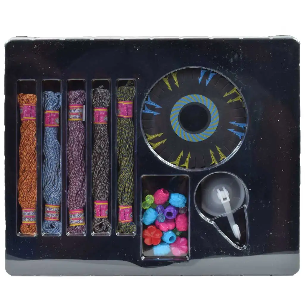 DIY Csináld magad karkötő készítő játékszett színes fonalakkal és gyöngyökkel kép 2