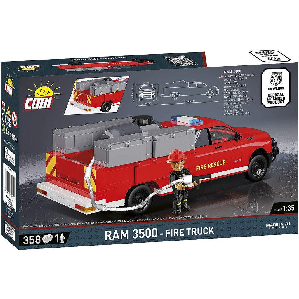 COBI: Dodge RAM 3500 tűzoltóautó építőjáték (24612) kép 3