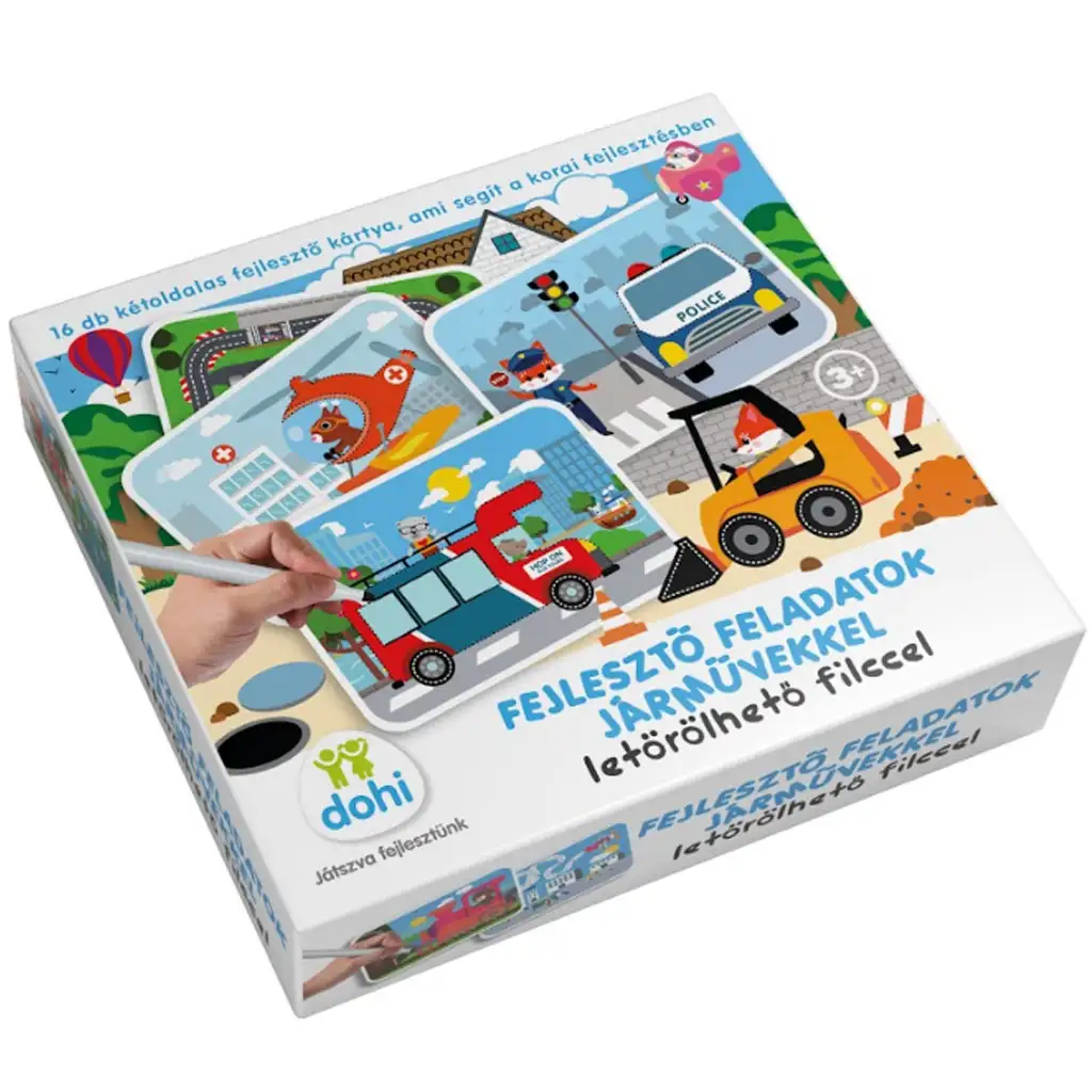 Fejlesztő feladatkártyák letörölhető filccel - Járművek
