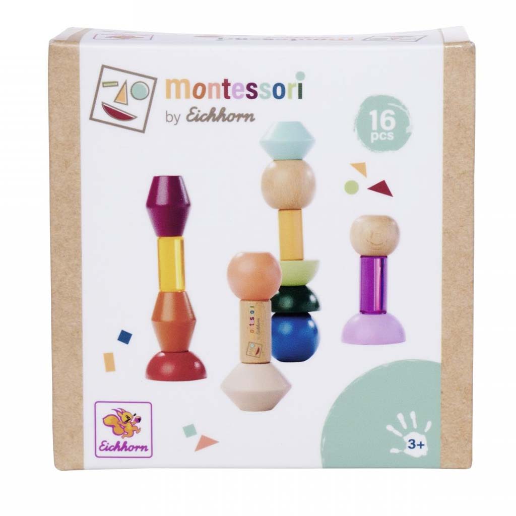 Eichhorn: Fa Montessori Toronyépítő Formák – Kreatív egyensúlyozó játék - Simba Toys