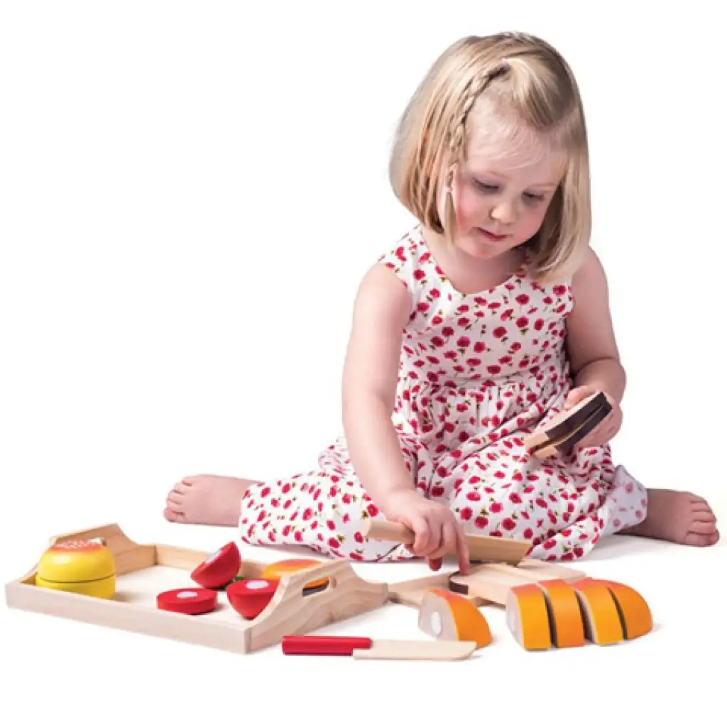 Fa reggeliző tálca vágható kiegészítőkkel kép 2