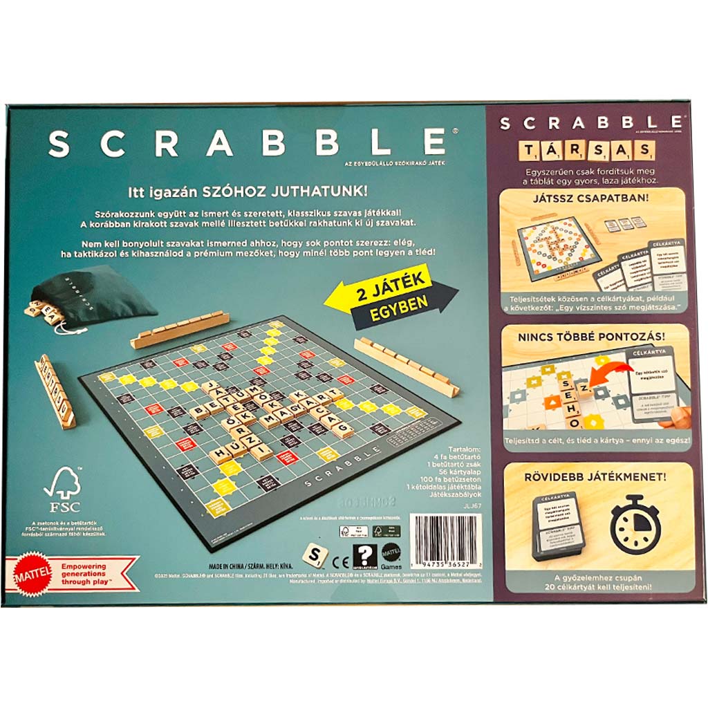 Fa Scrabble Original és Társas 2az1-ben - Mattel kép 2