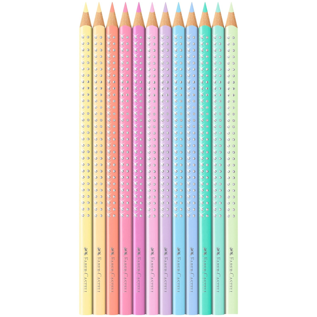 Faber-Castell: Sparkle 12db-os pasztell színes ceruza készlet fém dobozban kép 2