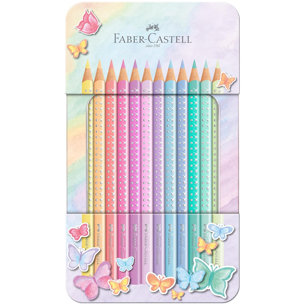 Faber-Castell: Sparkle 12db-os pasztell színes ceruza készlet fém dobozban