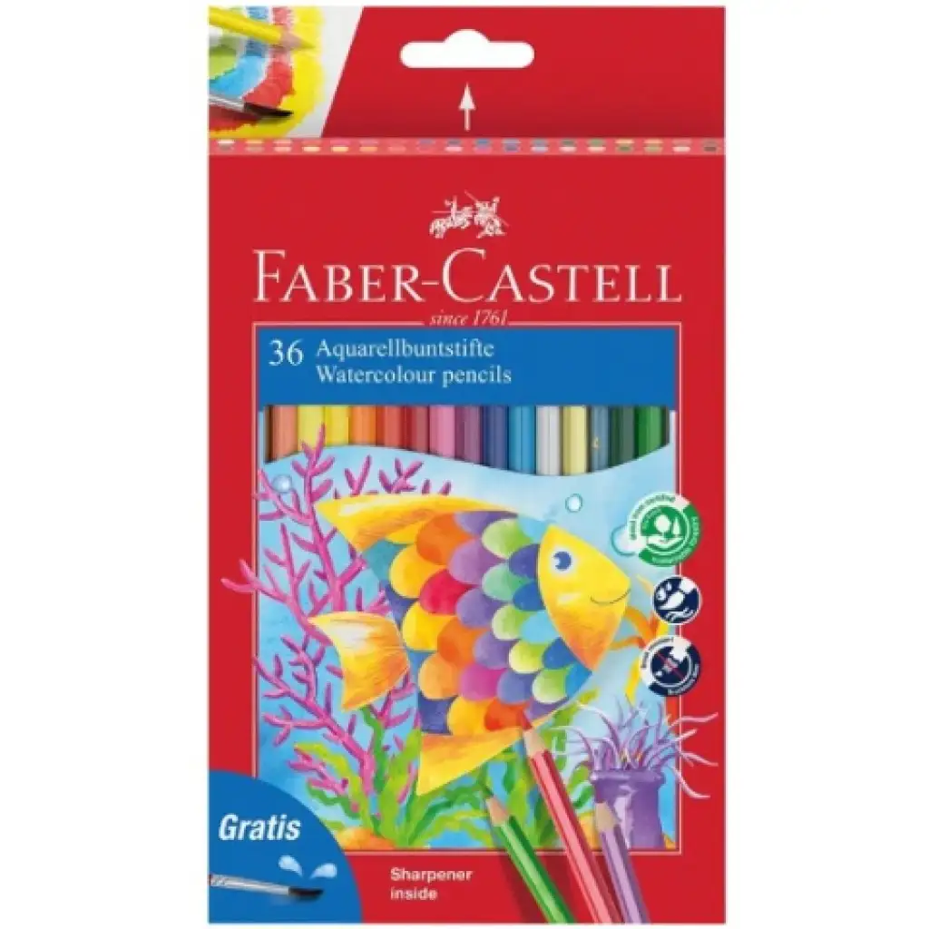 Faber-Castell: 36db-os Aquarell színes ceruza szett ecsettel kép 1