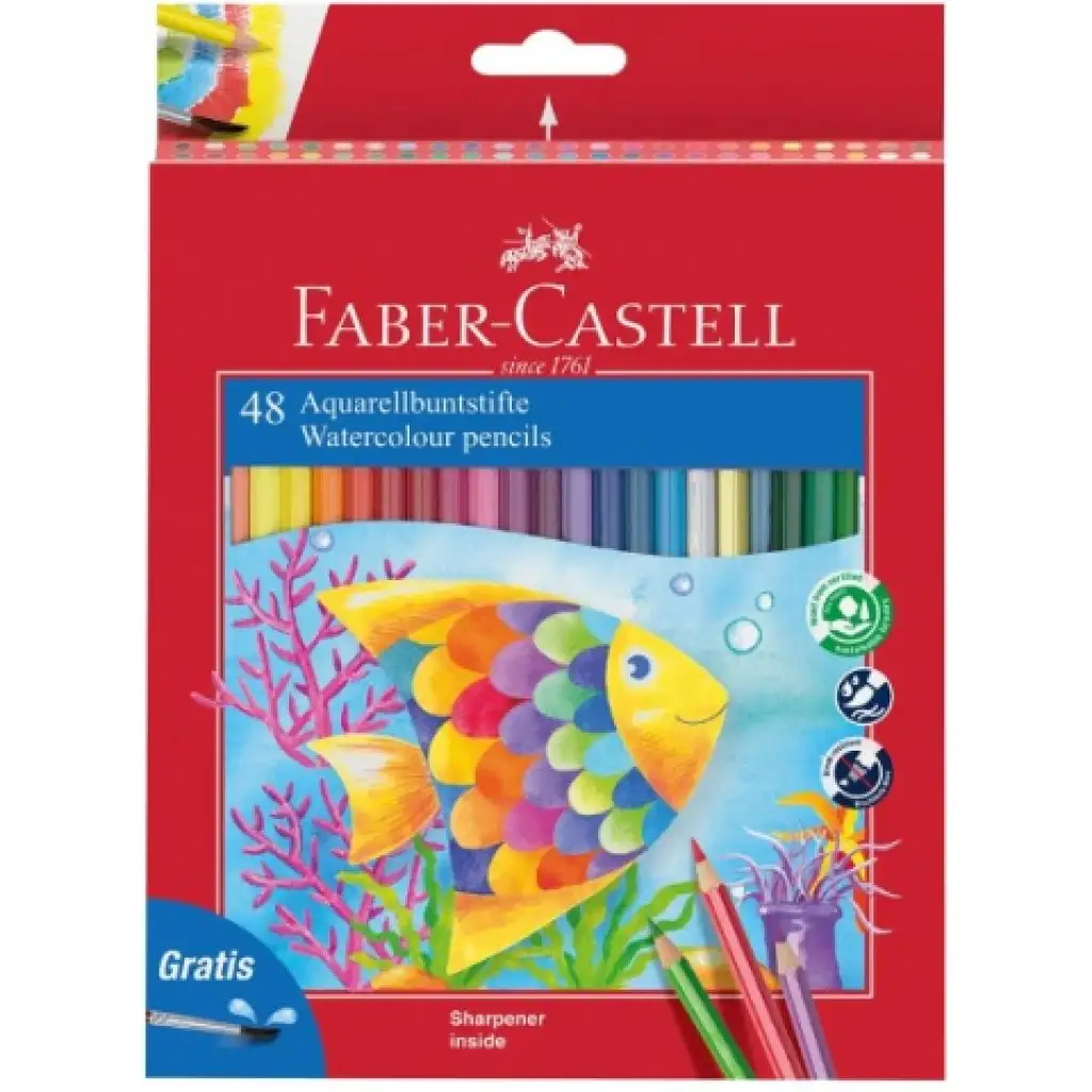 Faber-Castell: 48db-os Aquarell színes ceruza szett ecsettel kép 1