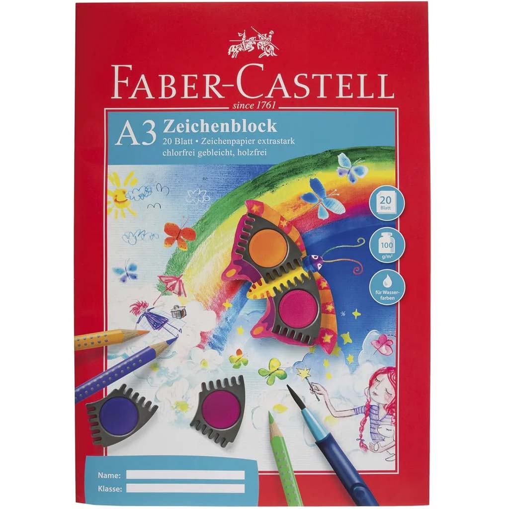 Faber-Castell: A3 rajzfüzet – 20 ív extraerős, 100 g-os művészpapírral