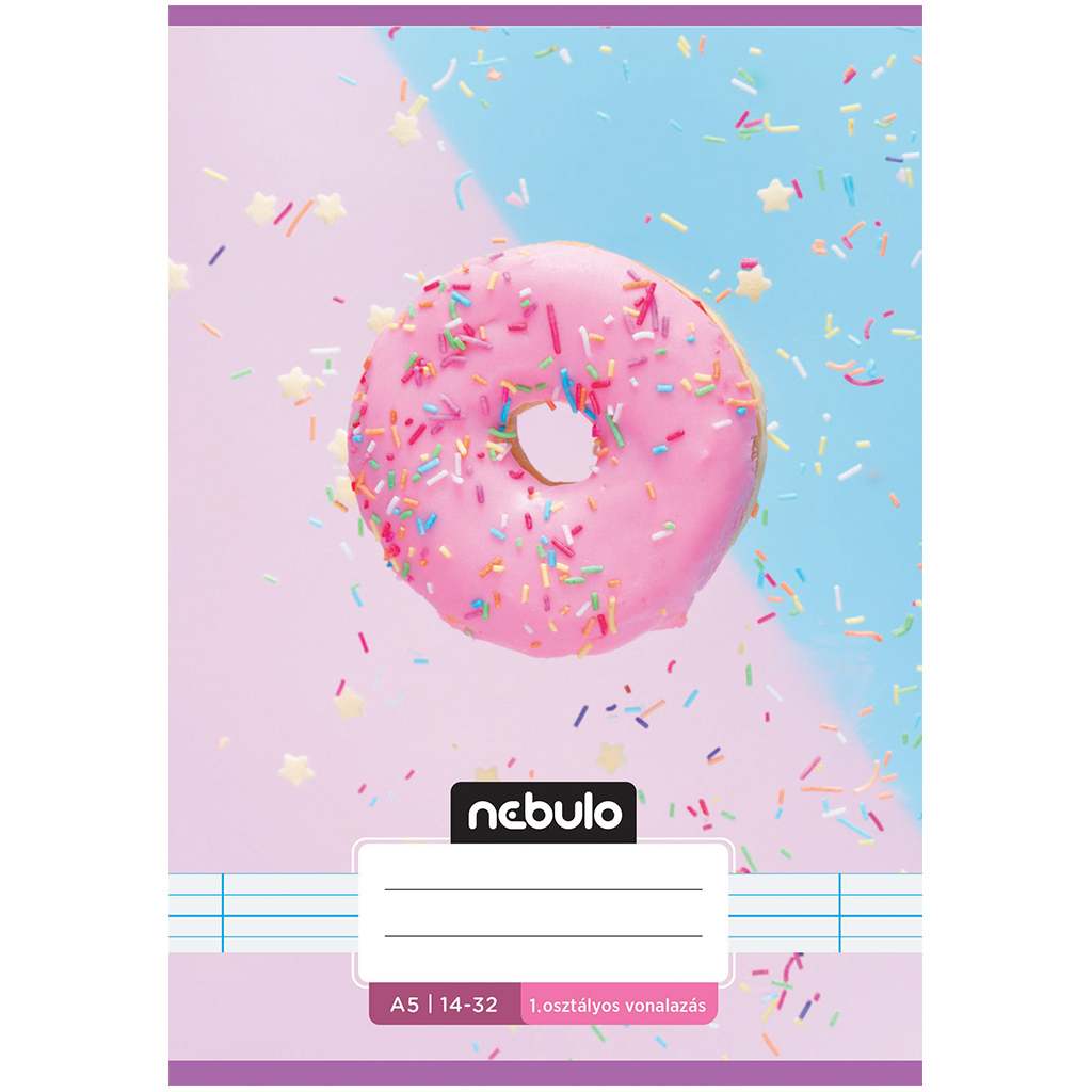 Nebulo: Tűzött 1. osztályos fánk mintás vonalas füzet 14-32 A/5