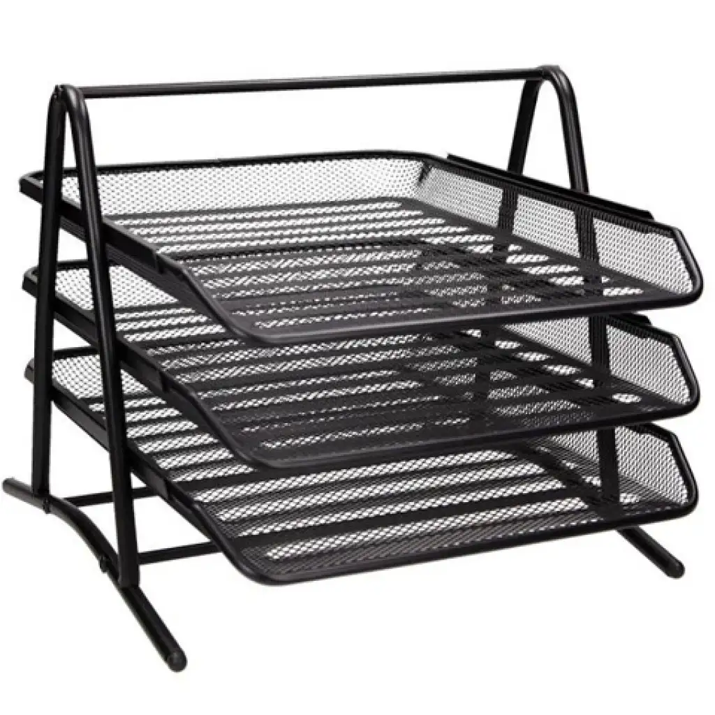 Spirit: Fekete fémhálós, három szintes irattartó tálca