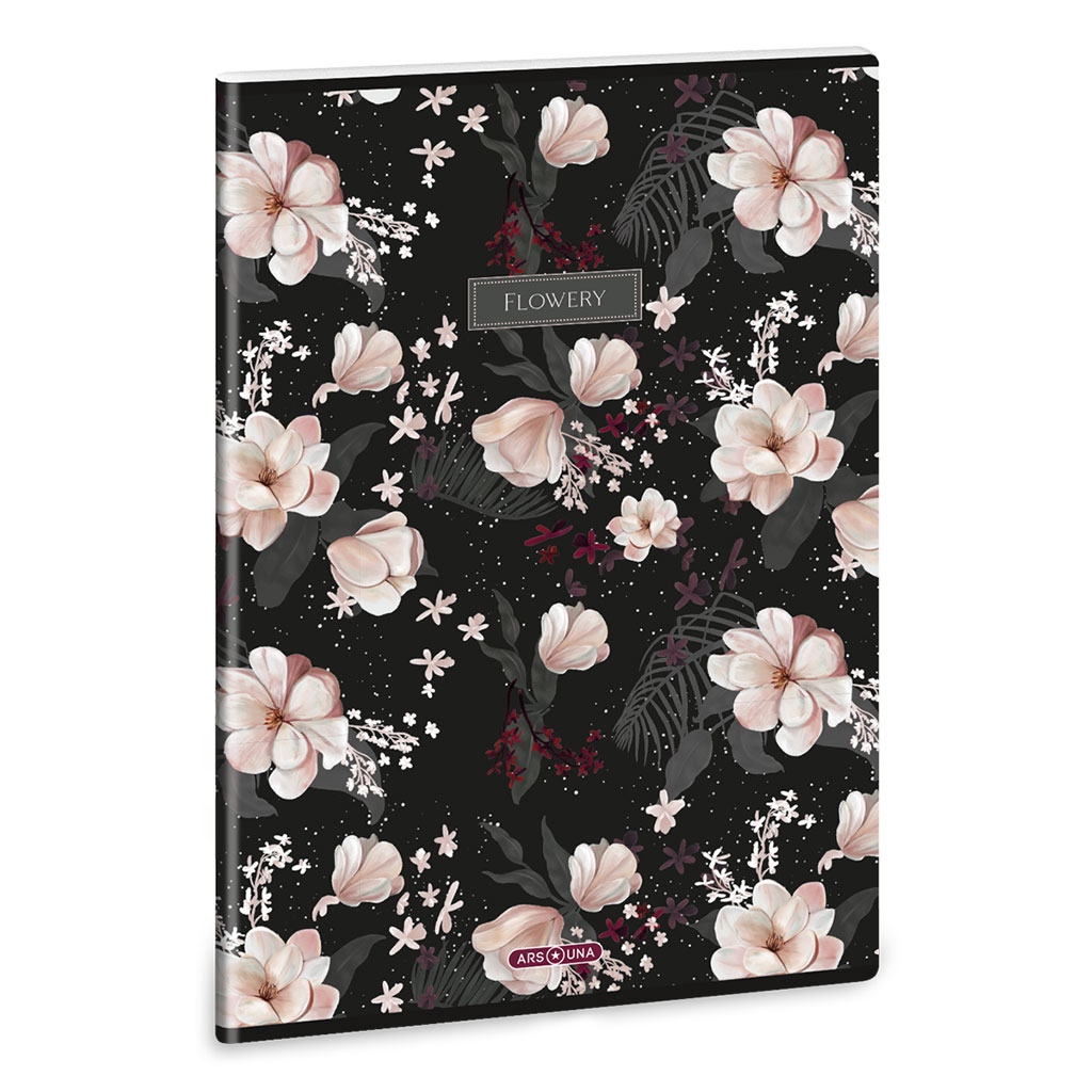 Ars Una: Flowery Black extra kapcsos sima füzet A/4 kép 1
