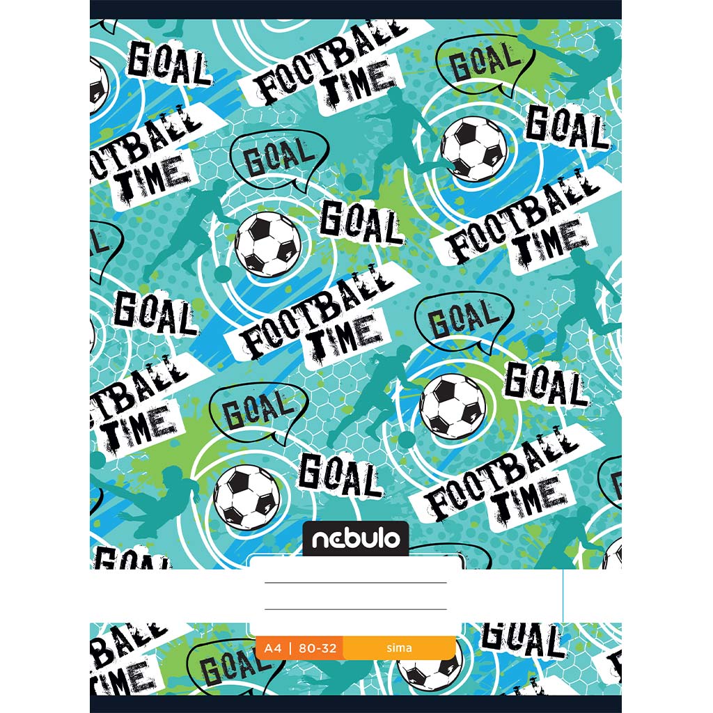 Nebulo: Tűzött sima Football time feliratos füzet 80-32 A/4
