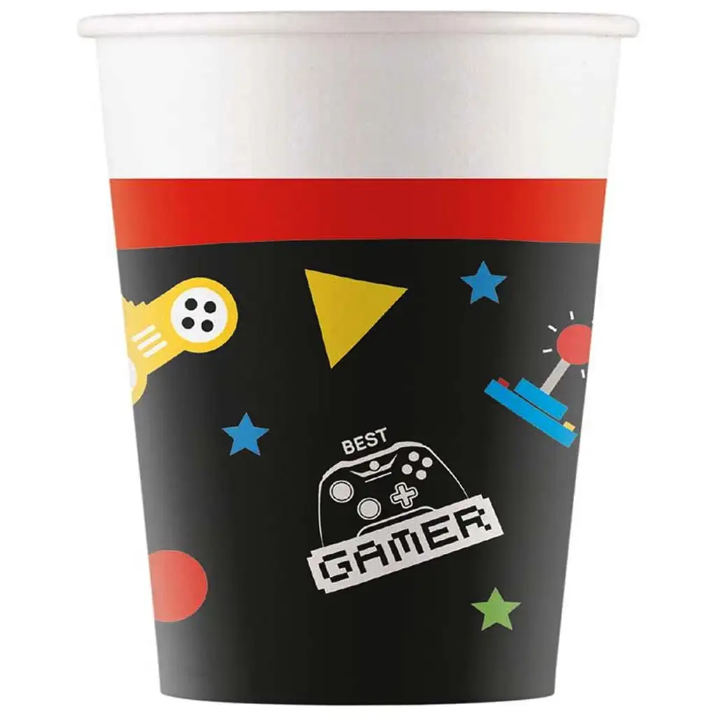 Gamer mintás papírpohár 8db-os szett 200ml
