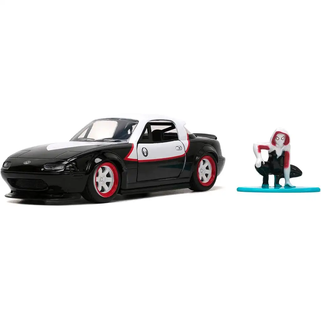 Marvel Ghost Spider figura és 1990 Mazda Miata autómodell 1/32 - Simba Toys kép 2