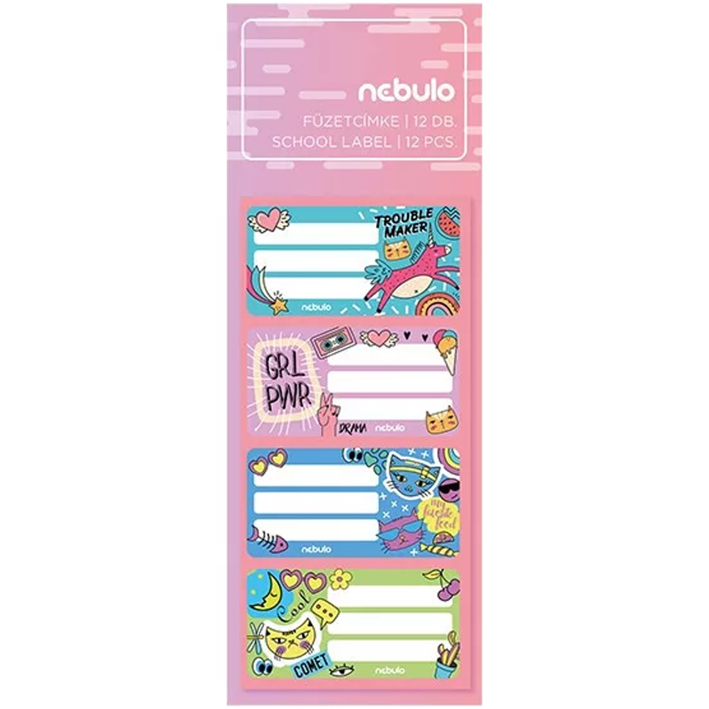 Nebulo: Girl Power füzetcímke 12db-os szett