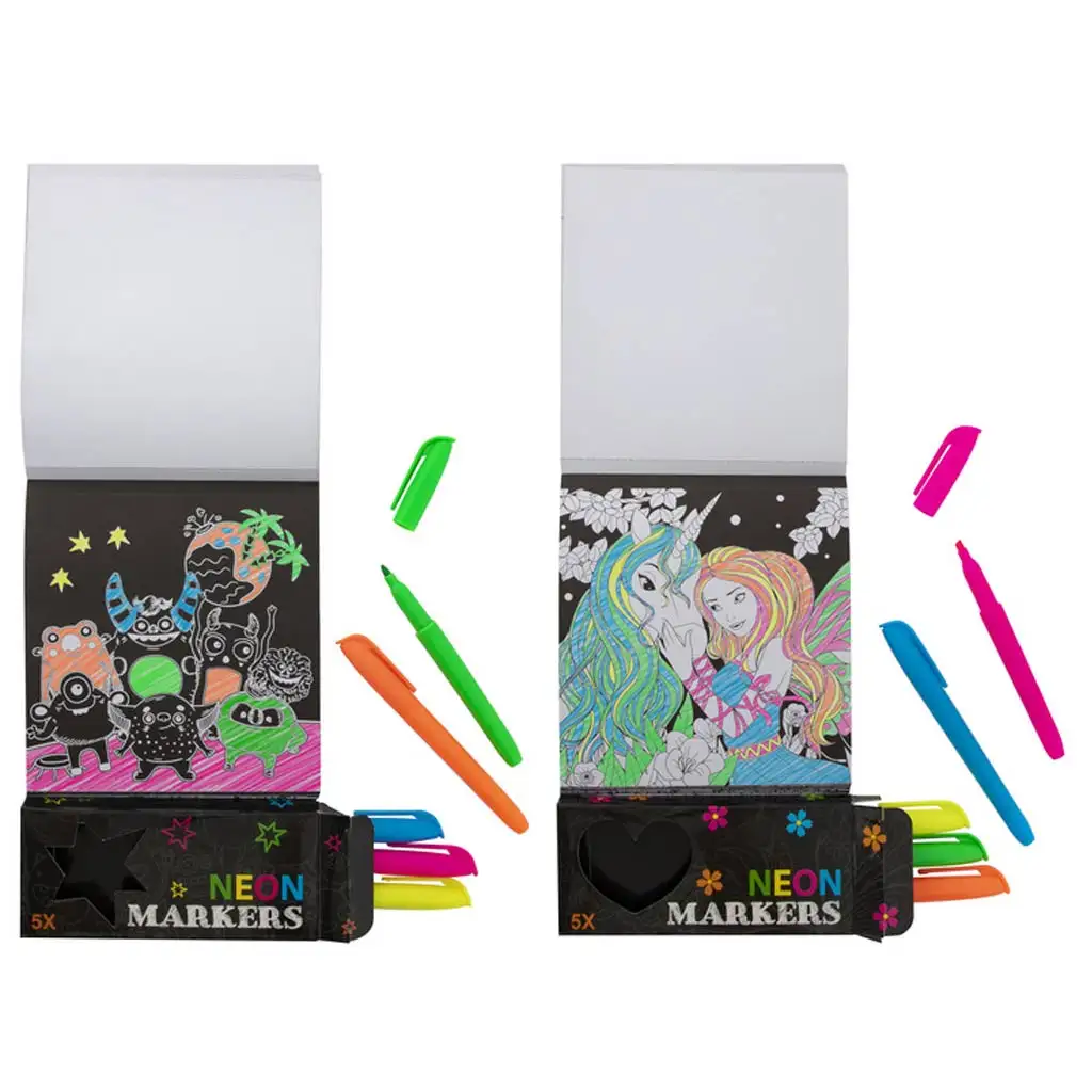 Grafix Neon 40 lapos kifestő készlet 5db filctollal kép 3