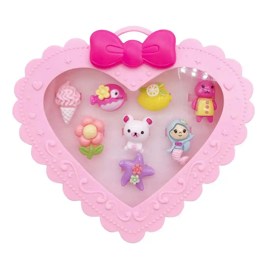 Gyűrűkészlet szív alakú dobozban 8db-os többféle változatban kép 2