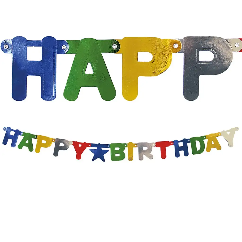 Happy Birthday fűzér – metál színekben