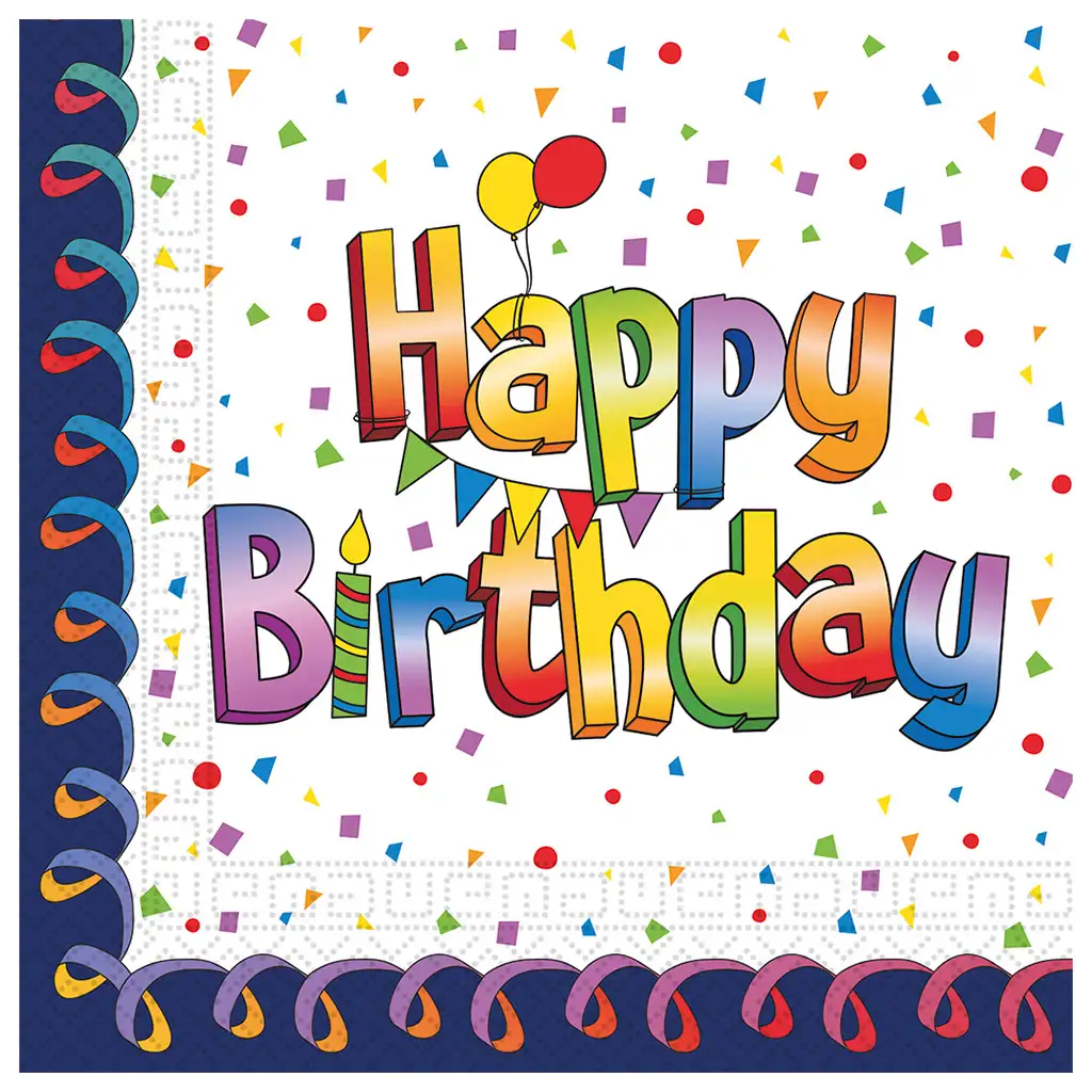 Szivárványos szülinapi "Happy Birthday" feliratú papírszalvéta 20db-os csomag