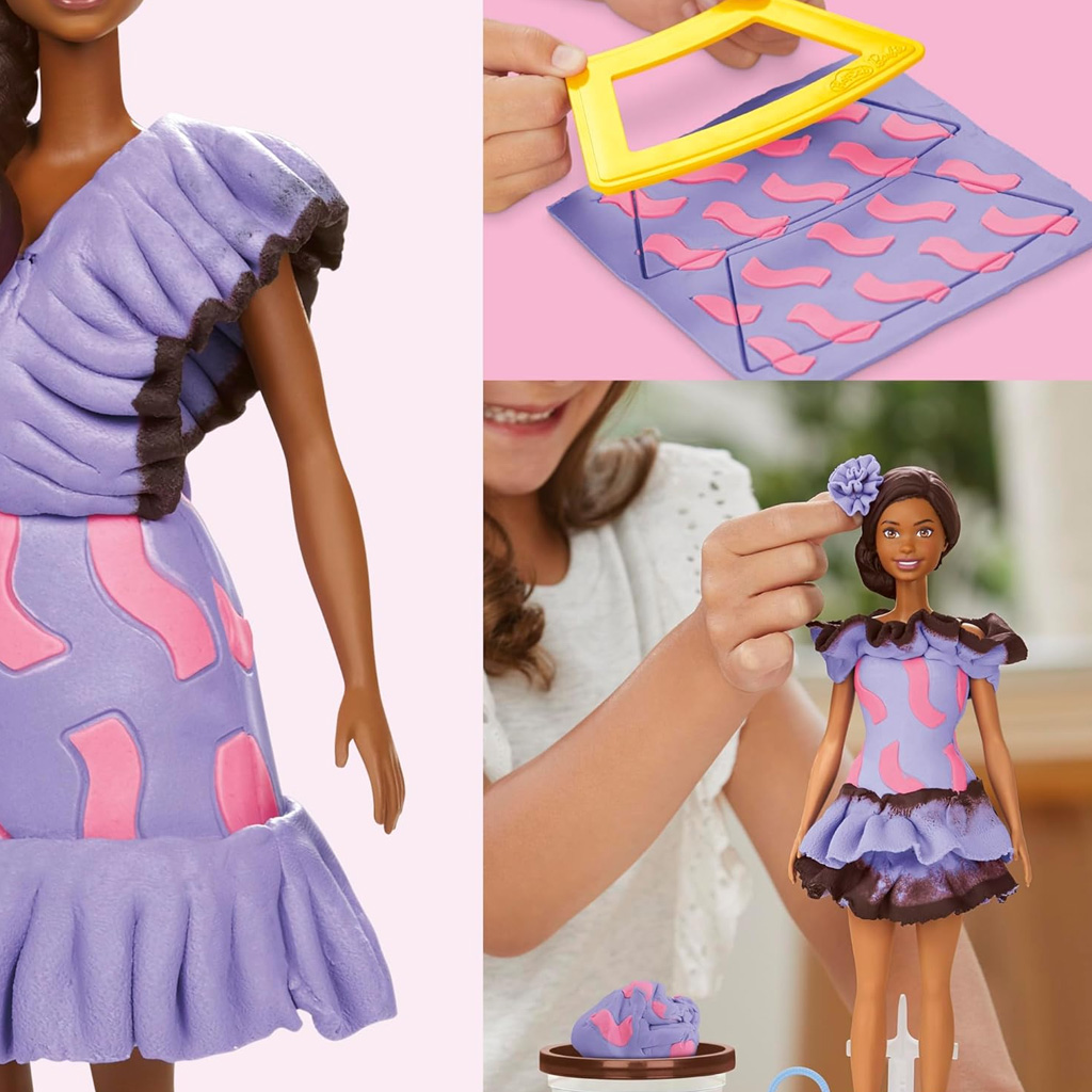 Play-Doh: Barbie Fashionista fodros ruhák gyurma szett babával - Hasbro kép 2