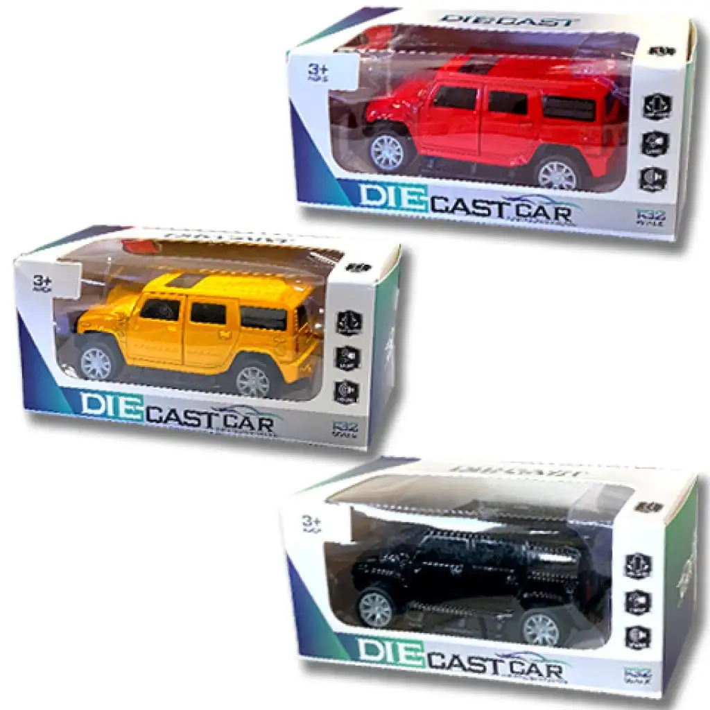 Hátrahúzós Rescue Hummer kisautó fénnyel és hanggal 1/32 többféle változatban