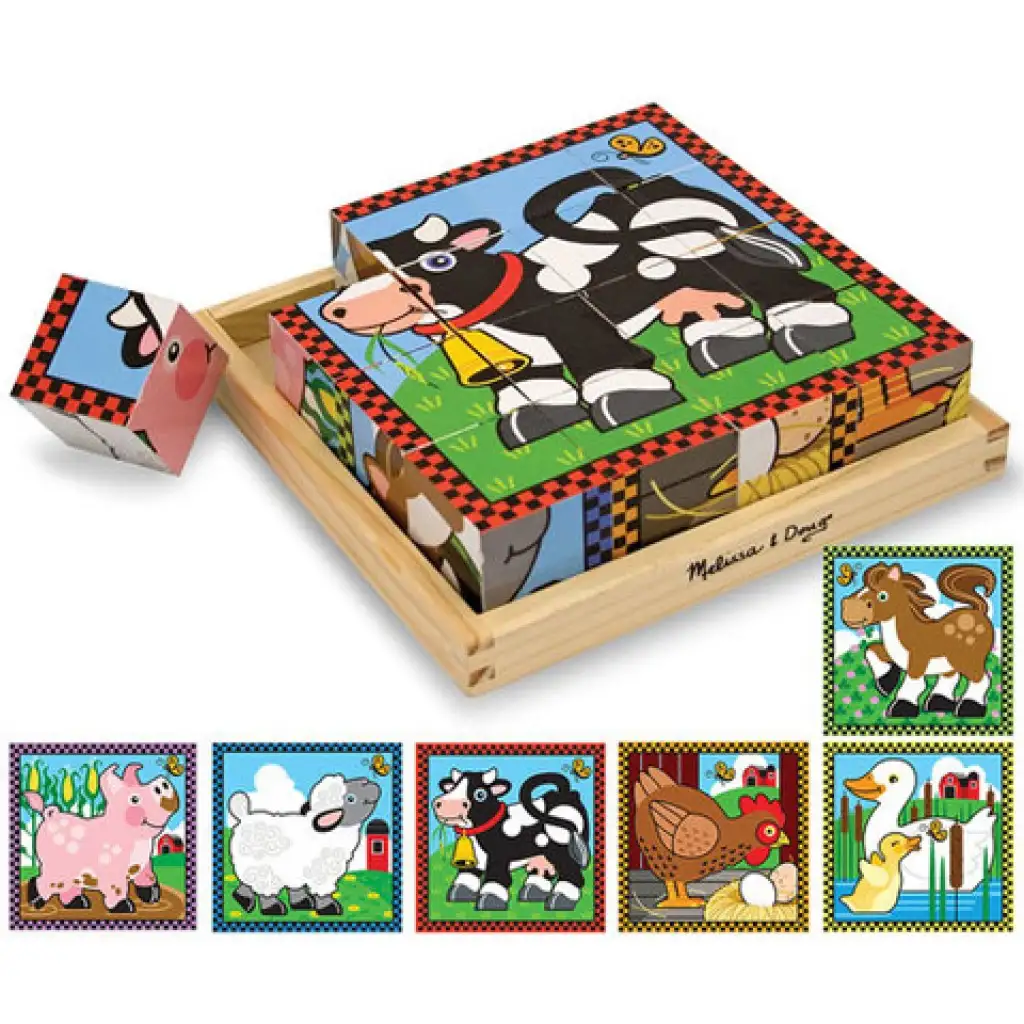 Háziállatok fa kockakirakó - Melissa & Doug kép 2