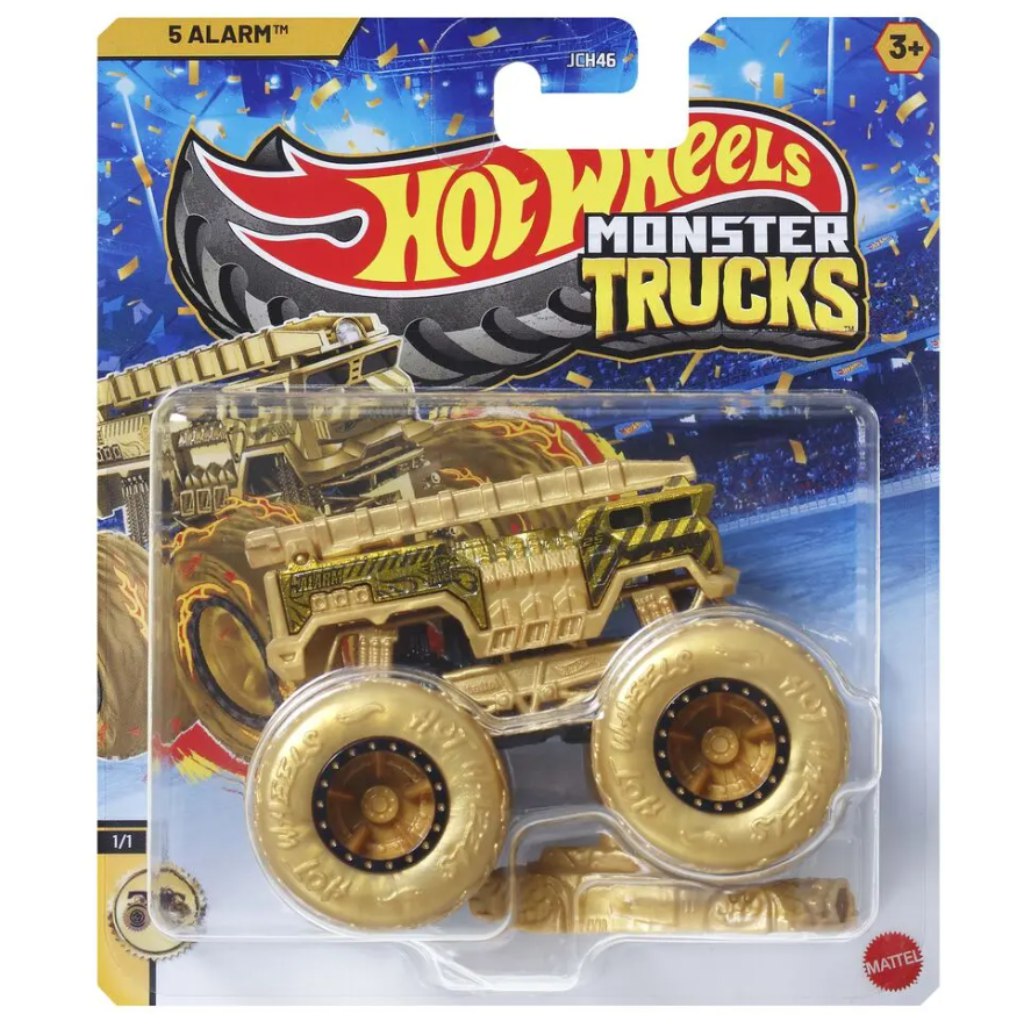 Hot Wheels Monster Trucks: 5Alarm arany színű kisautó 1/64 - Mattel kép 1