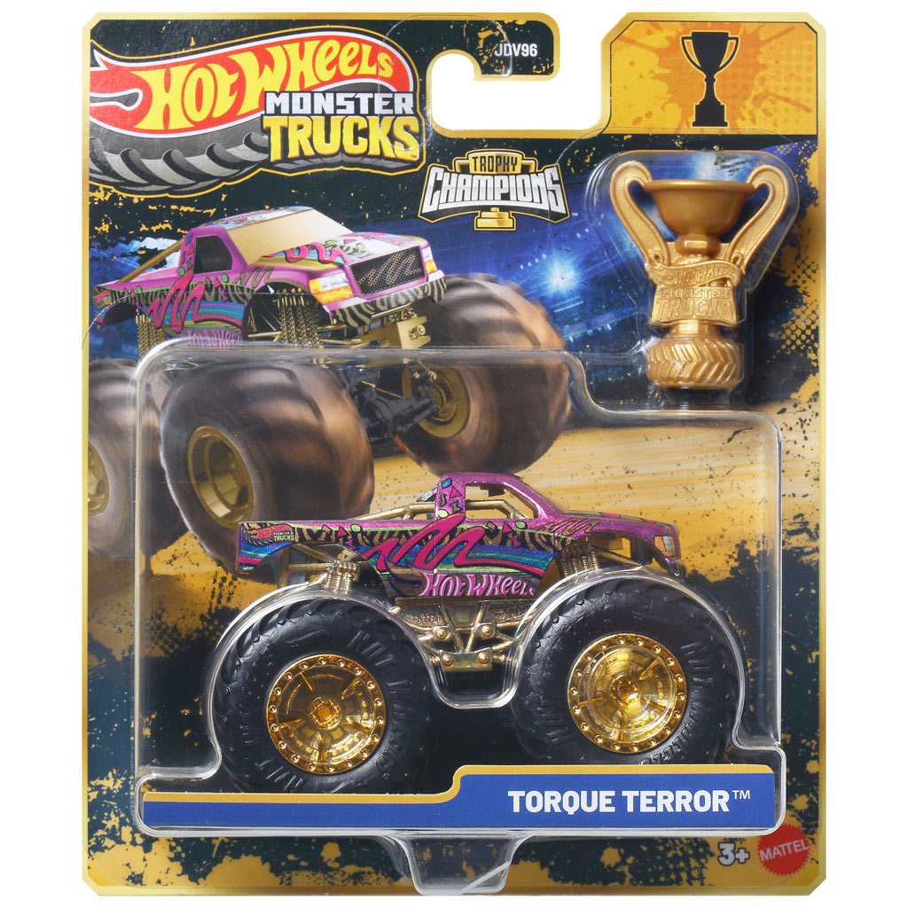 Hot Wheels Monster Trucks: Torque Terror bajnok kisautó serleggel 1/64 – Mattel