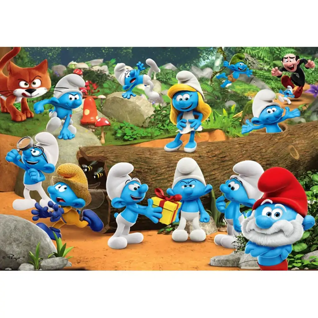 Hupikék törpikék erdei móka 104db-os supercolor puzzle - Clementoni kép 2