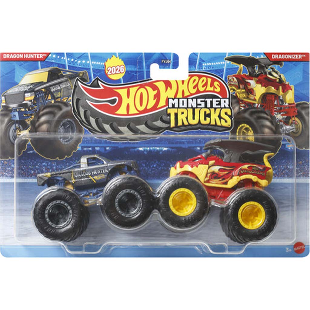 Hot Wheels Monster Trucks: Dragon Hunter vs Dragonizer kisautó 2db-os csomag 1/64 - Mattel