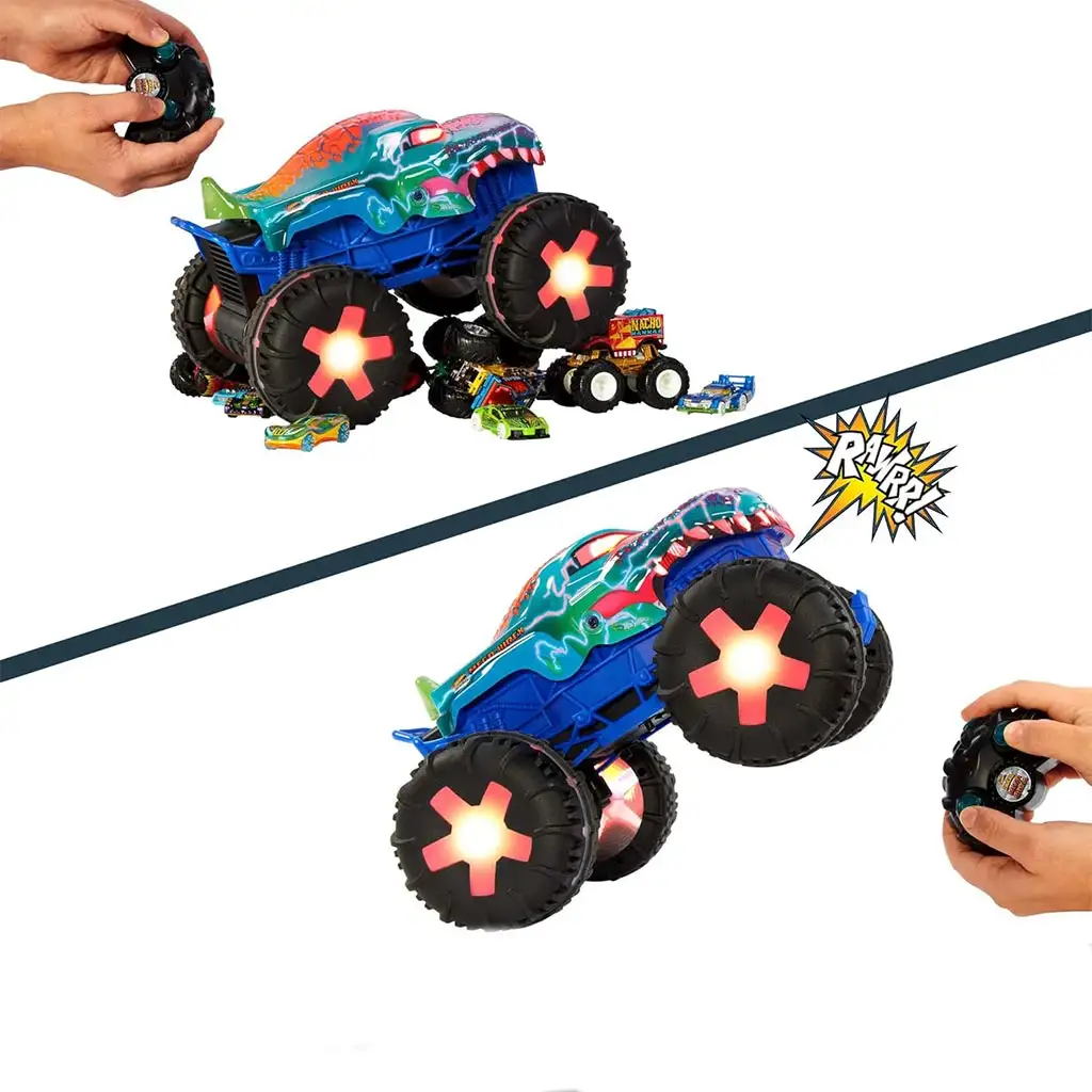 Hot Wheels Monster Trucks: Távirányítós interaktív Mega Wrex monster kisautó - Mattel kép 4