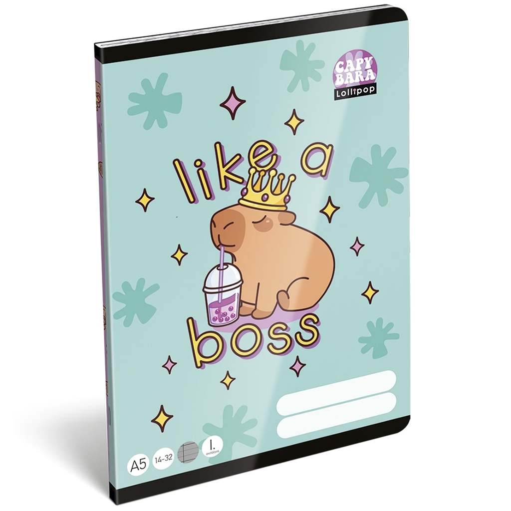 ICO: Lizzysuli Lollipop Capybara mintás vonalas füzet A/5 14-32 kép 1
