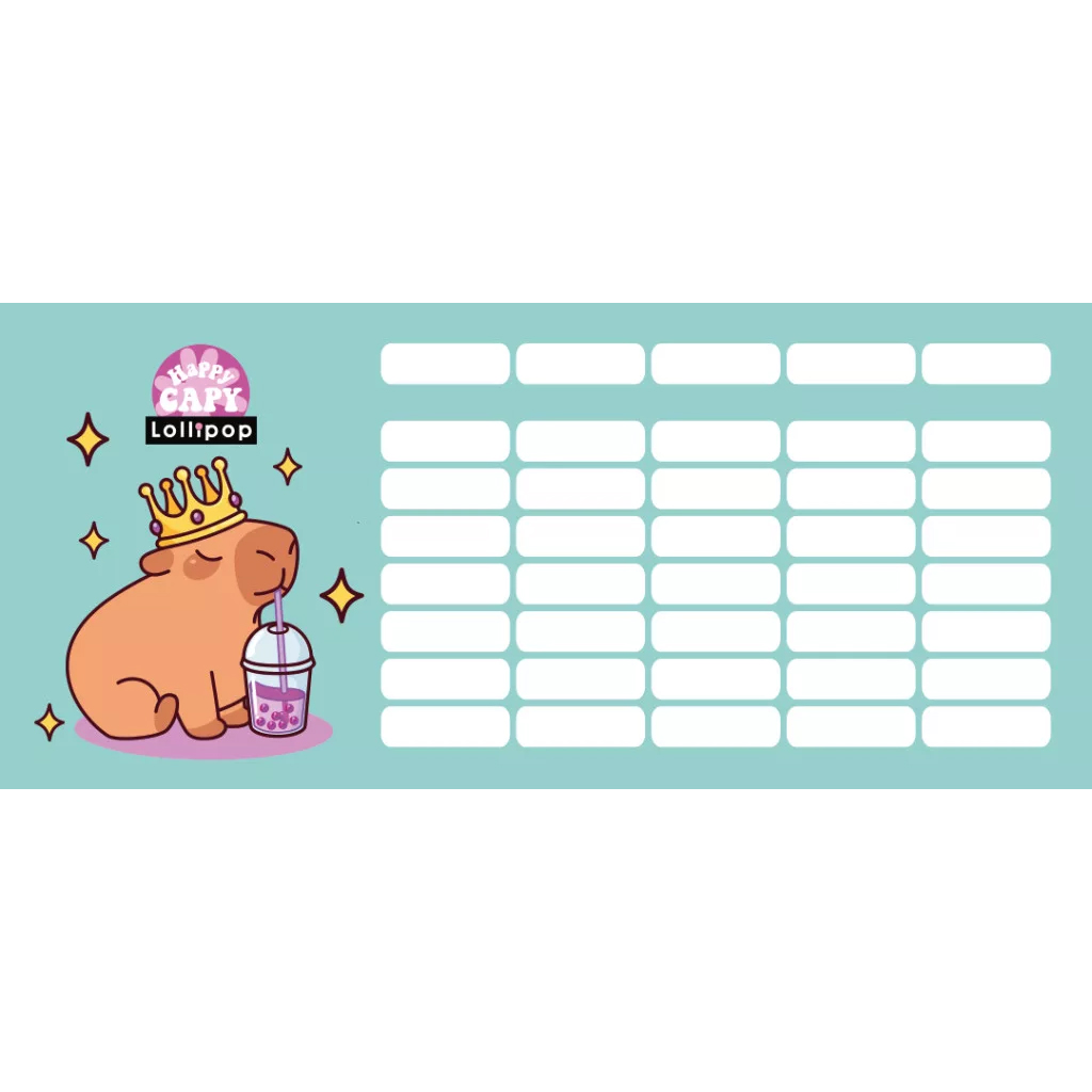ICO: Lizzysuli Lollipop Capybara mintás egylapos, kétoldalas órarend kép 1