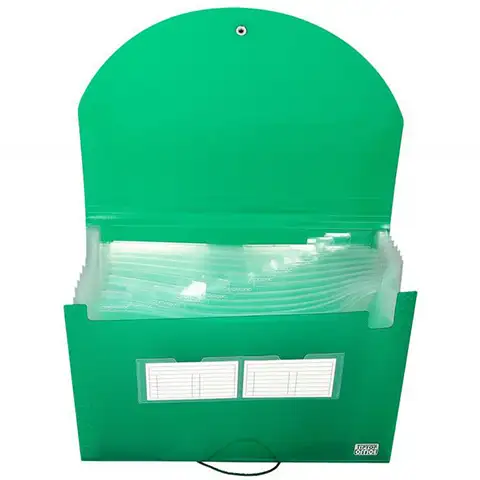 Spirit: Irattartó mappa A4 12 rekeszes áttetsző zöld kép 2