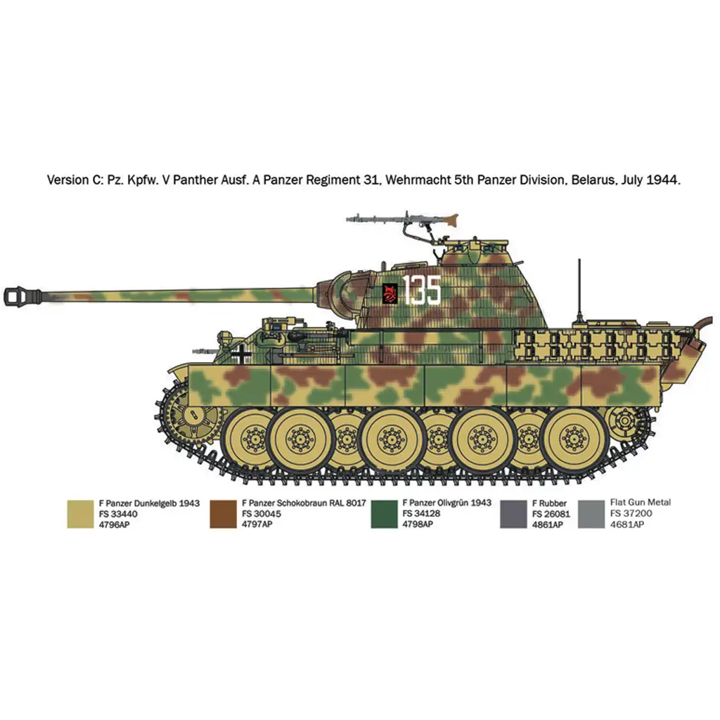 Italeri 1/72 Pz. Kpfw. V Panther Ausf. A Párduc tank makett kép 5