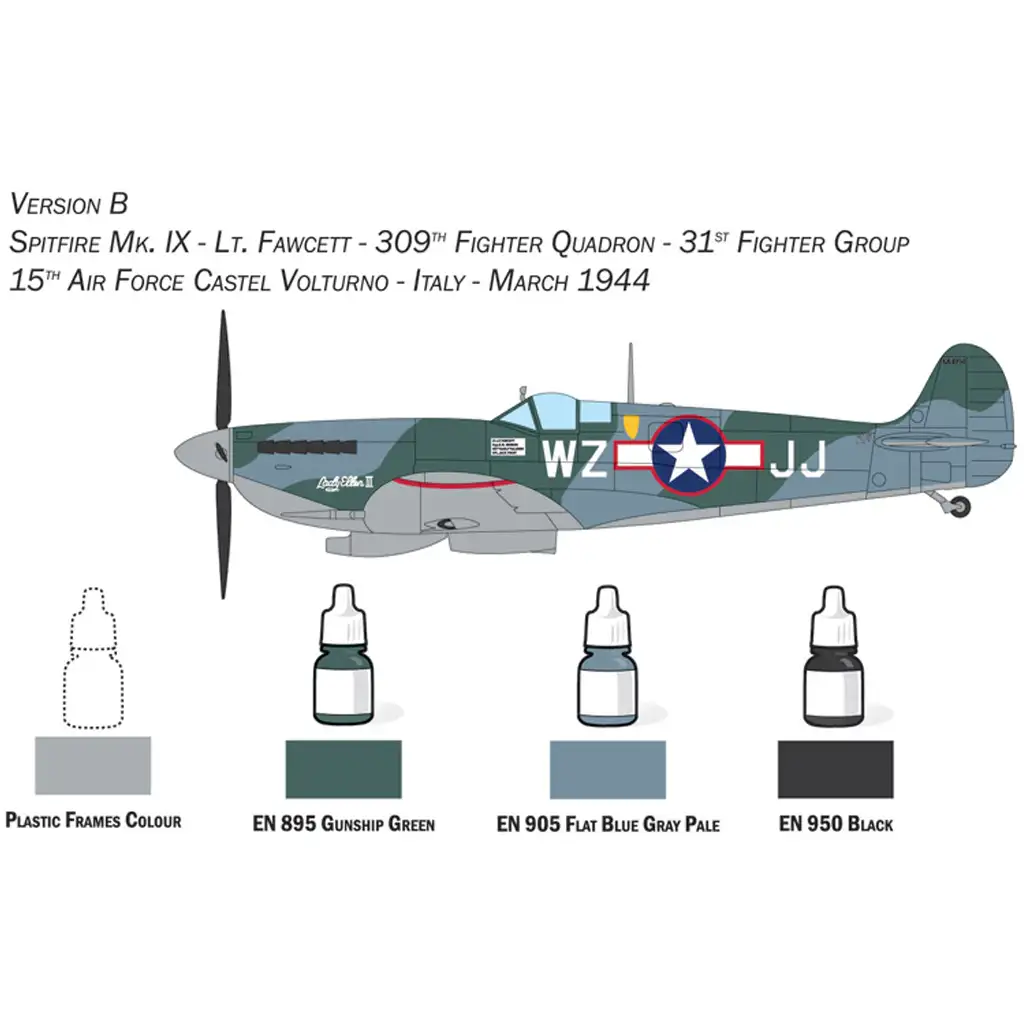 Italeri 1/72 Spitfire Mk. IX repülőgép makett szett kép 4