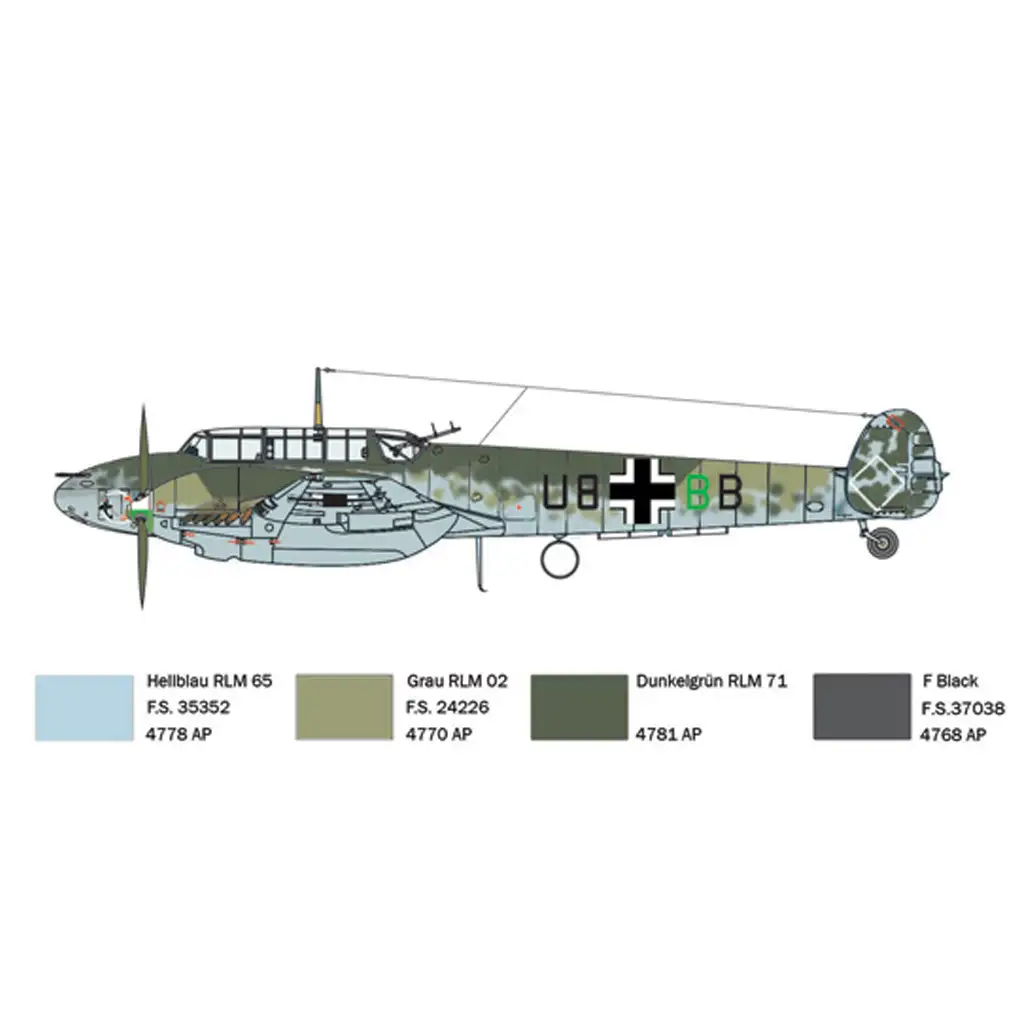 Italeri 1/72 Bf 110 C Zerstörer vadászrepülőgép makett kép 3