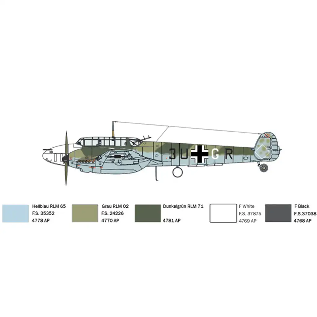 Italeri 1/72 Bf 110 C Zerstörer vadászrepülőgép makett kép 5