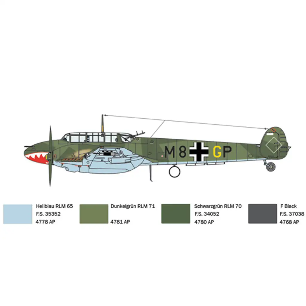 Italeri 1/72 Bf 110 C Zerstörer vadászrepülőgép makett kép 6