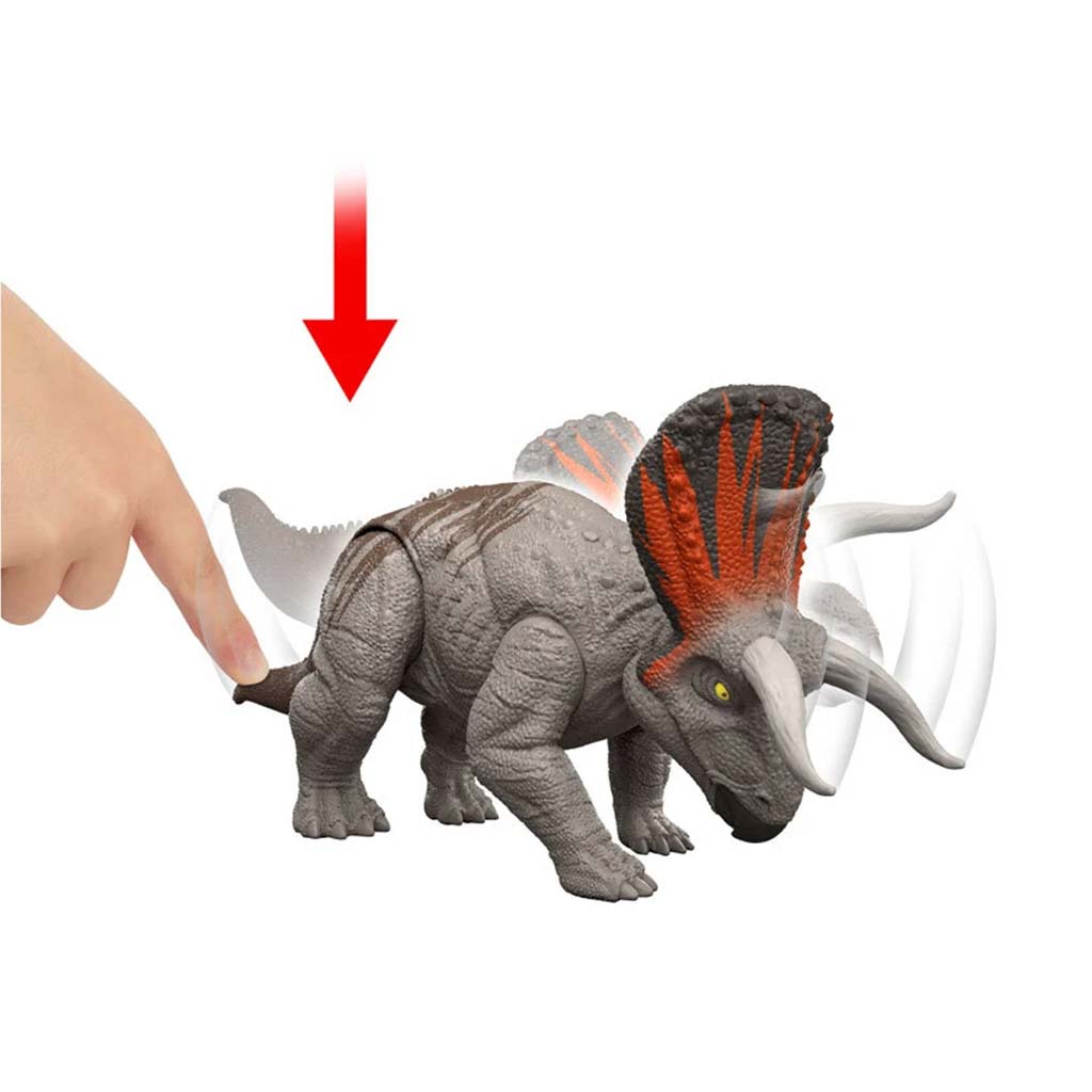 Jurassic World: Újjászületés Strike Attack Zuniceratops támadó dinoszaurusz figura - Mattel kép 3