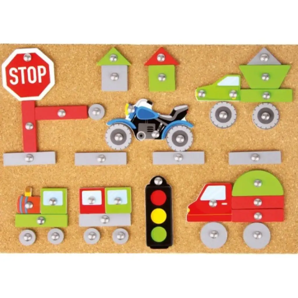 LENA: Kalapácsos parafatábla játékszett 64db-os - Járművek és közlekedés kép 4