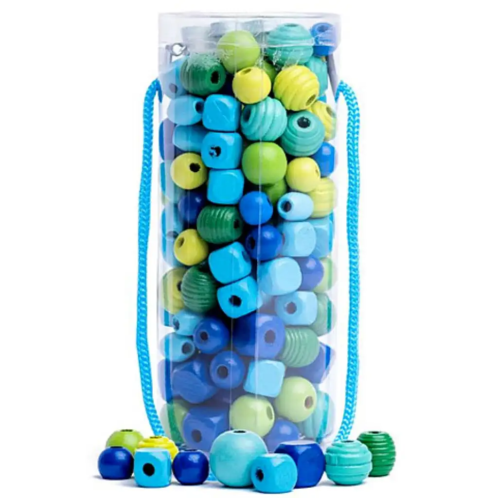 Kék fa gyöngyszett tégelyben