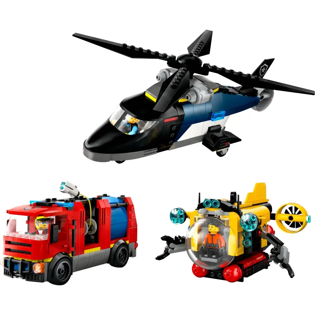 LEGO® City: Helikopter, tűzoltóautó és tengeralattjáró egy csomagban (60462) kép 2