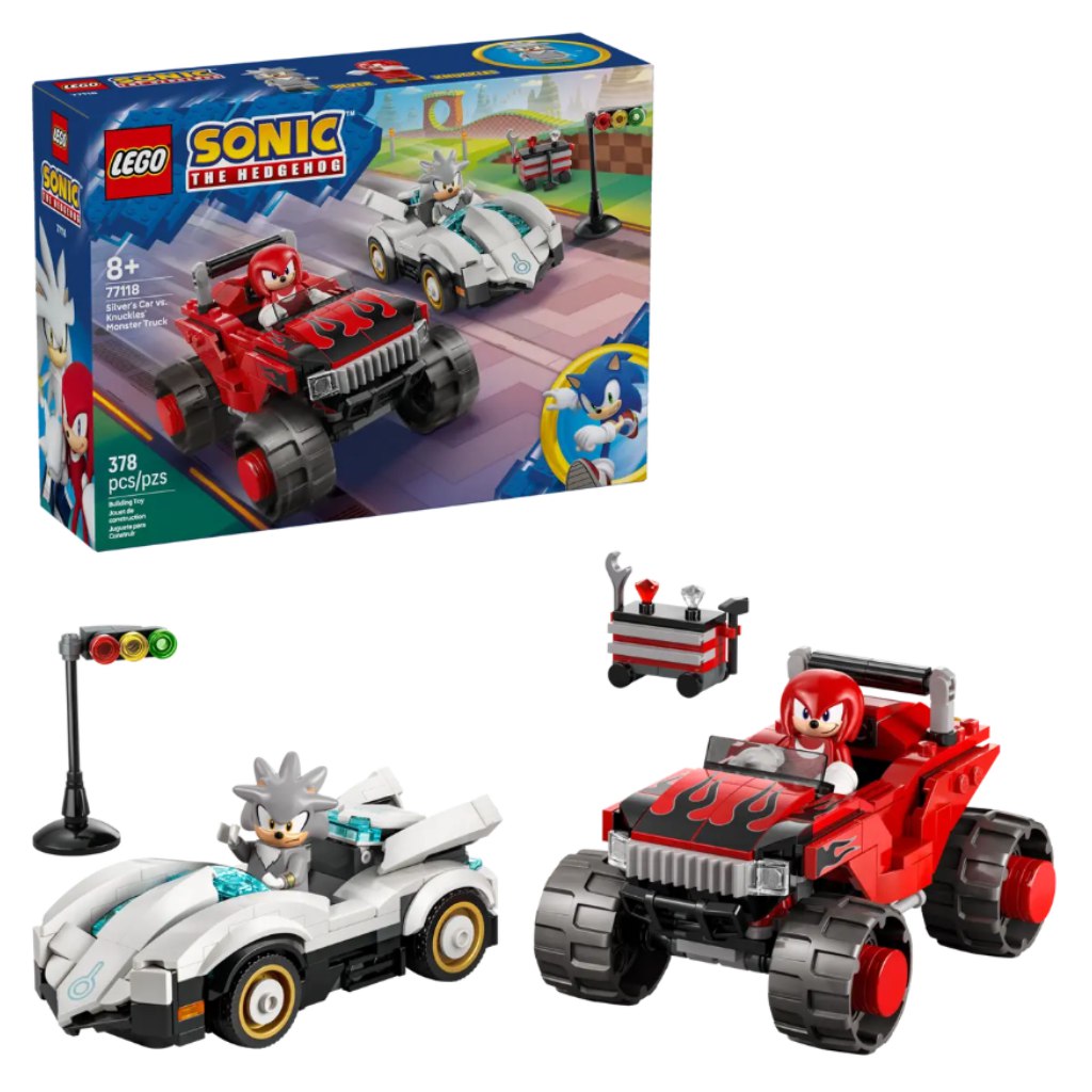 LEGO® Sonic the Hedgehog™: Silver autója Knuckles monster truckja ellen (77118)