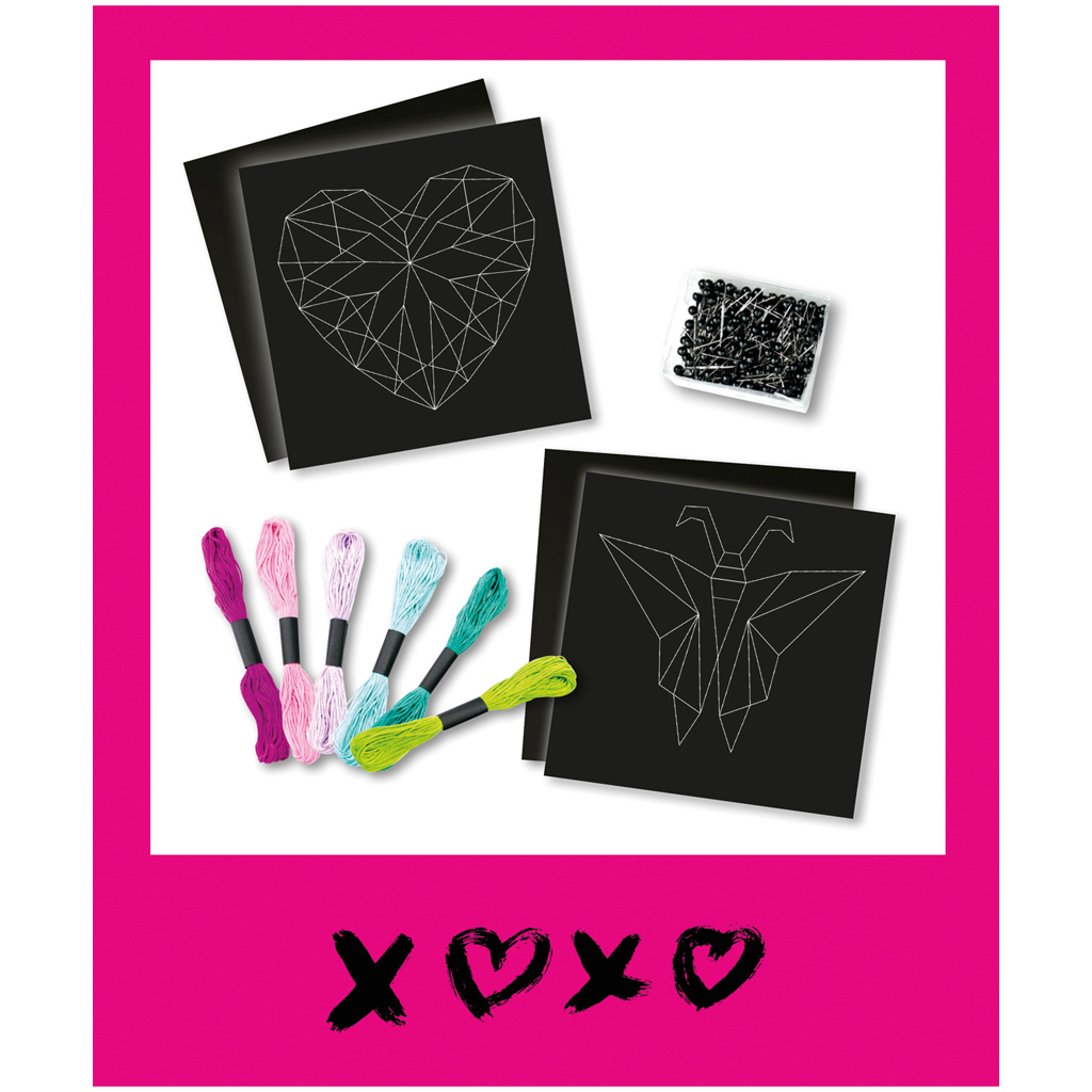 LENA: Kreatív fonalkép készítő szett pillangó és szív mintával kép 2