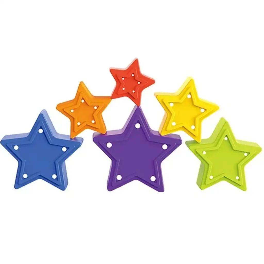 Little Stars: Színes csillag formájú toronyépítő bébijáték kép 4