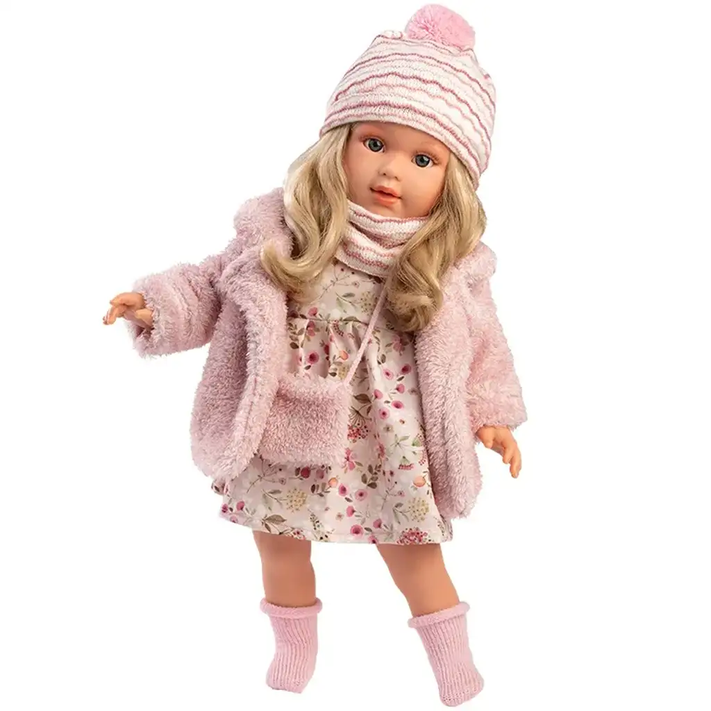 Llorens: Lucia 40cm-es baba virágos ruhában ridiküllel kép 1