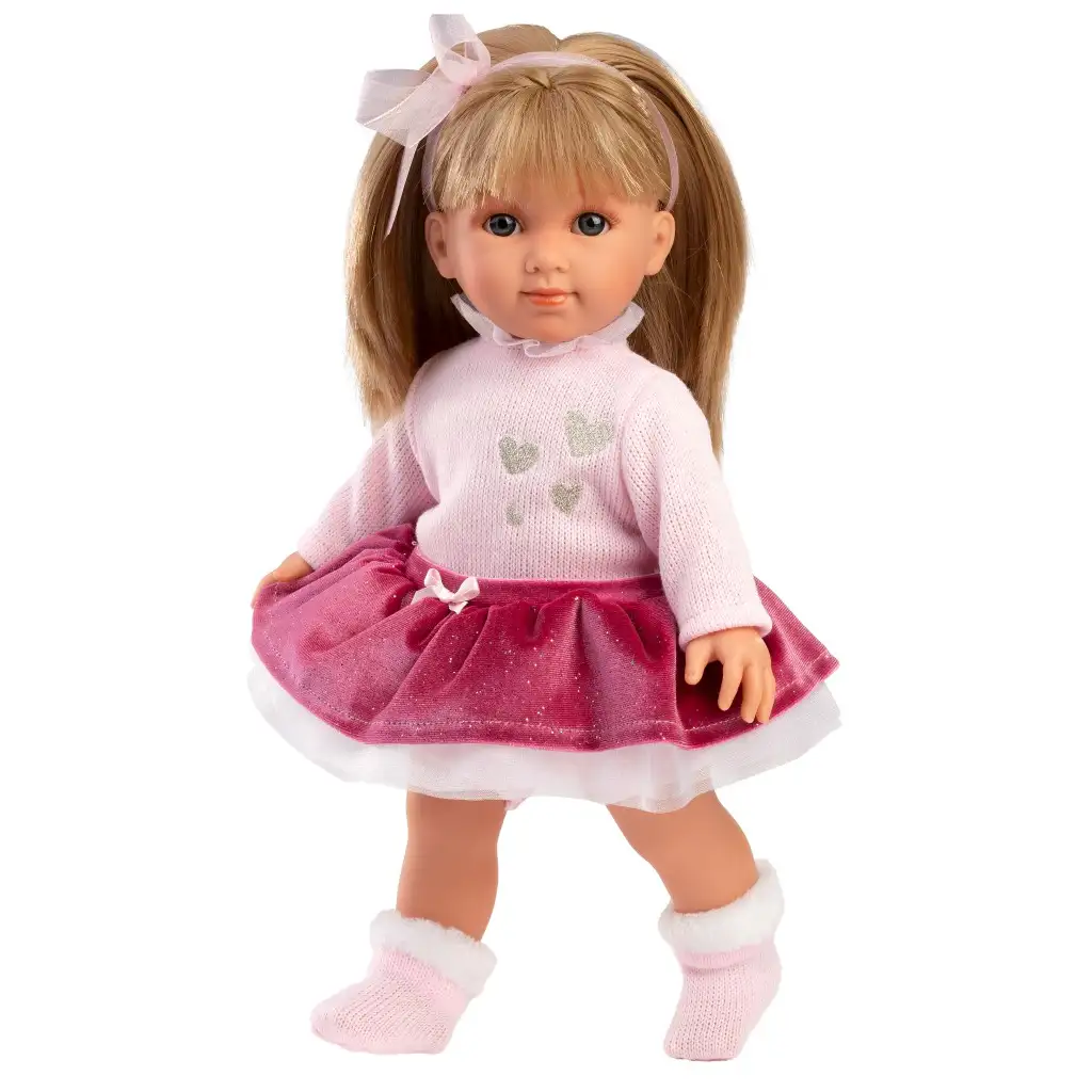 Llorens: Elena 35cm-es baba piros szoknyában kép 2